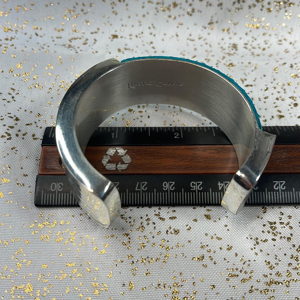 Rustic cuff bracelet bangle stingray Dallas blue silver - Picture 3 of 5